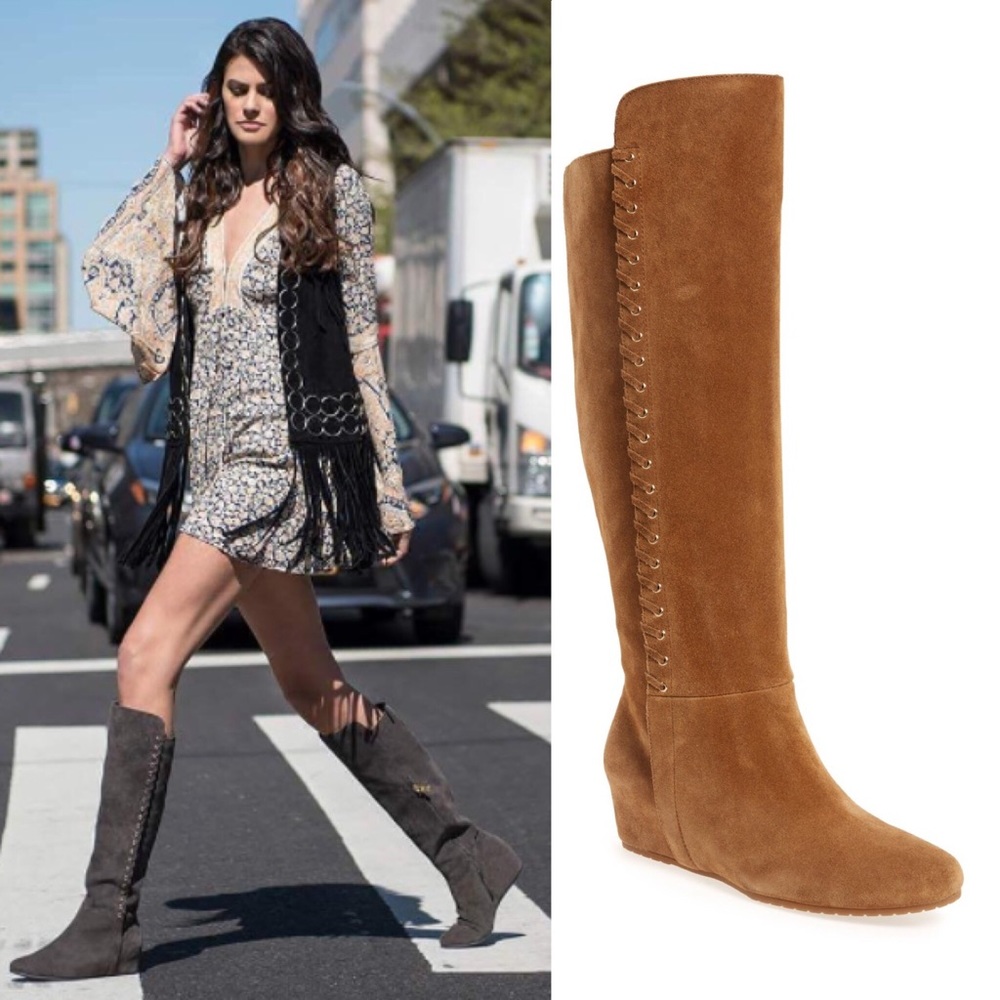 ISOLA Western Boho Knee high Wedge Boots